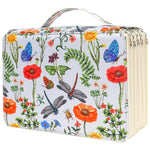 boîte crayons fleurs papillons zips 200 trous tissu polyestère moderne bleu vertclair