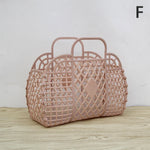 panier bain rétro rose clair bleu pastel poignées détachables vintage fileté gris clair