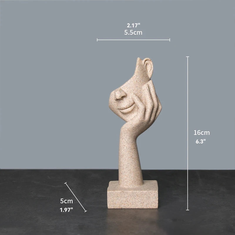 statues sculptées moderne abstrait beige gris statuette granulée résine opaques décoration intérieure chambre