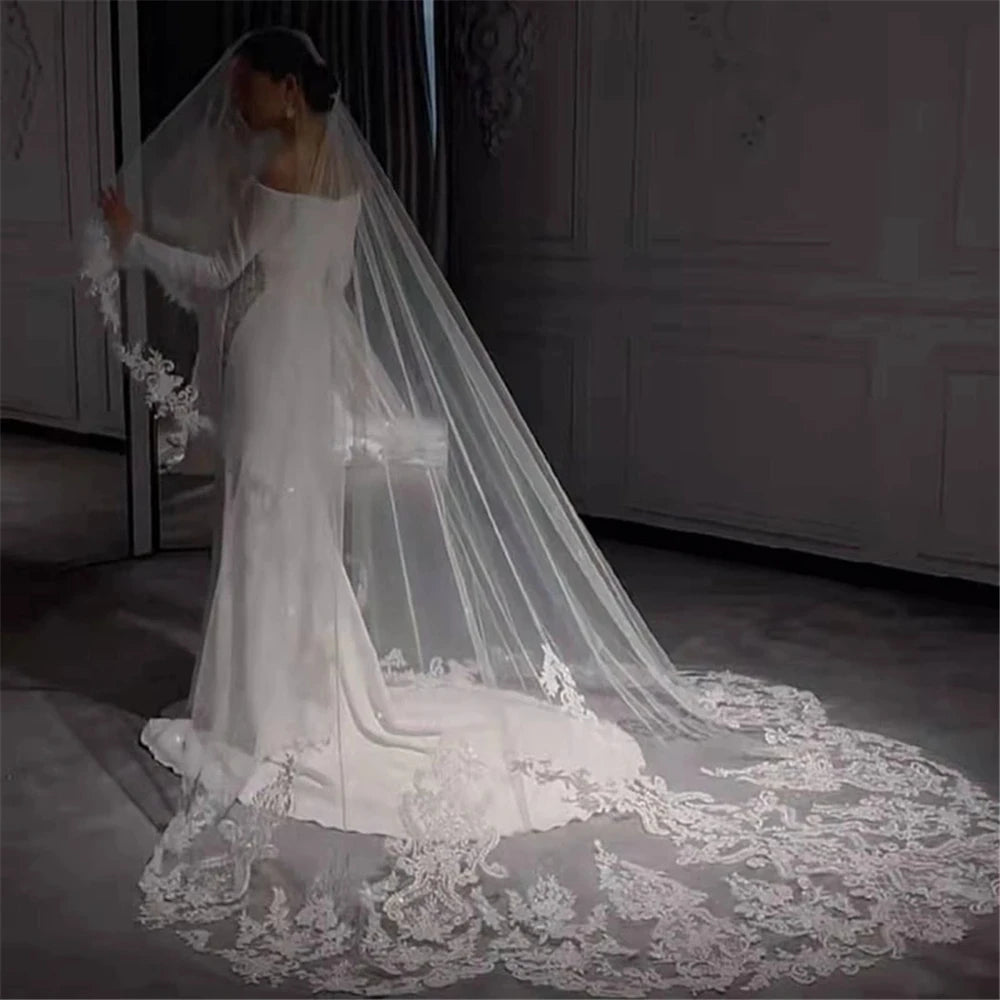 voile mariage blanc dentelle opaque élégant bordure dentelle paillettes scintillantes fixations invisibles accessoires