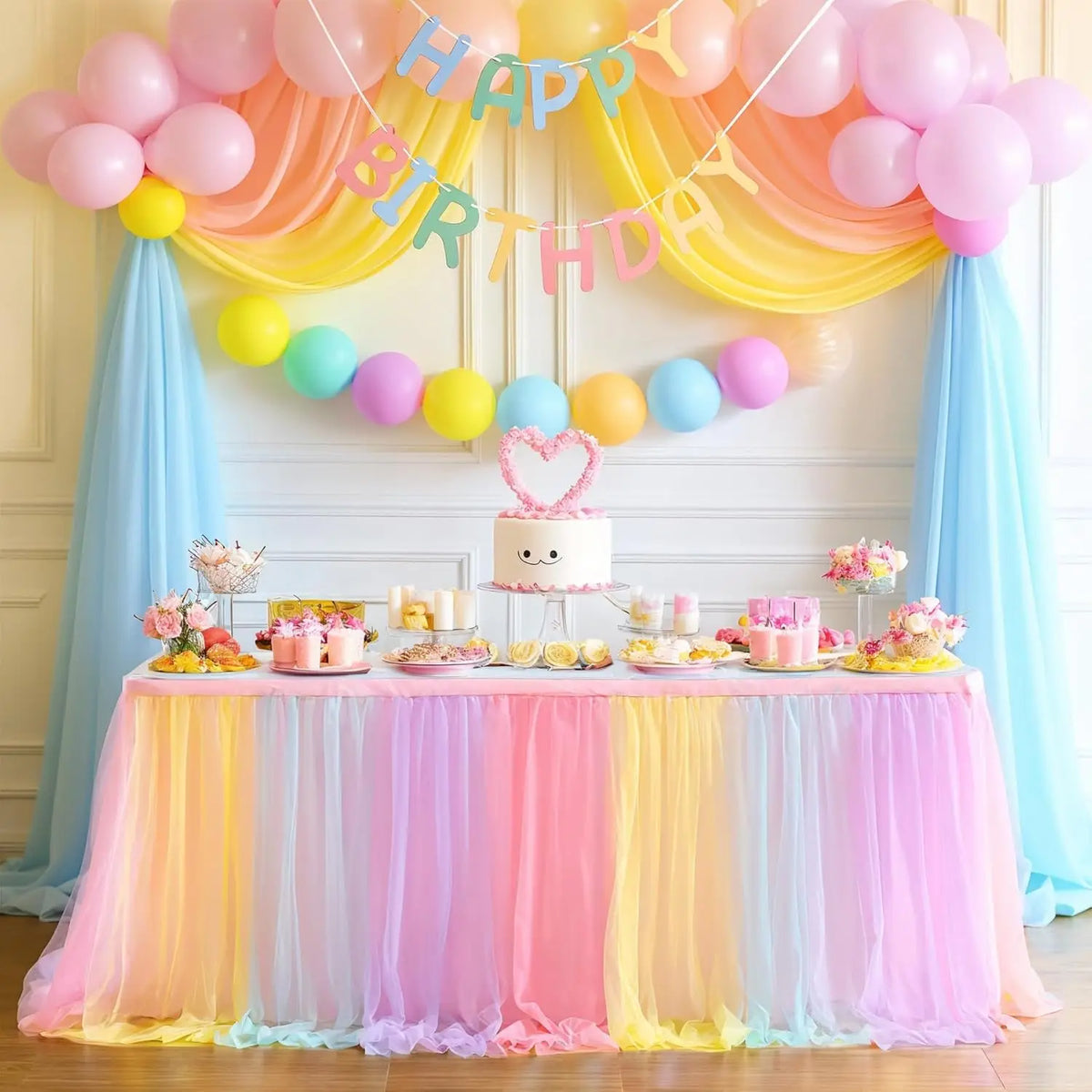 jupe table rose vert pastel bleu pastel rayures horizontales velcro festive