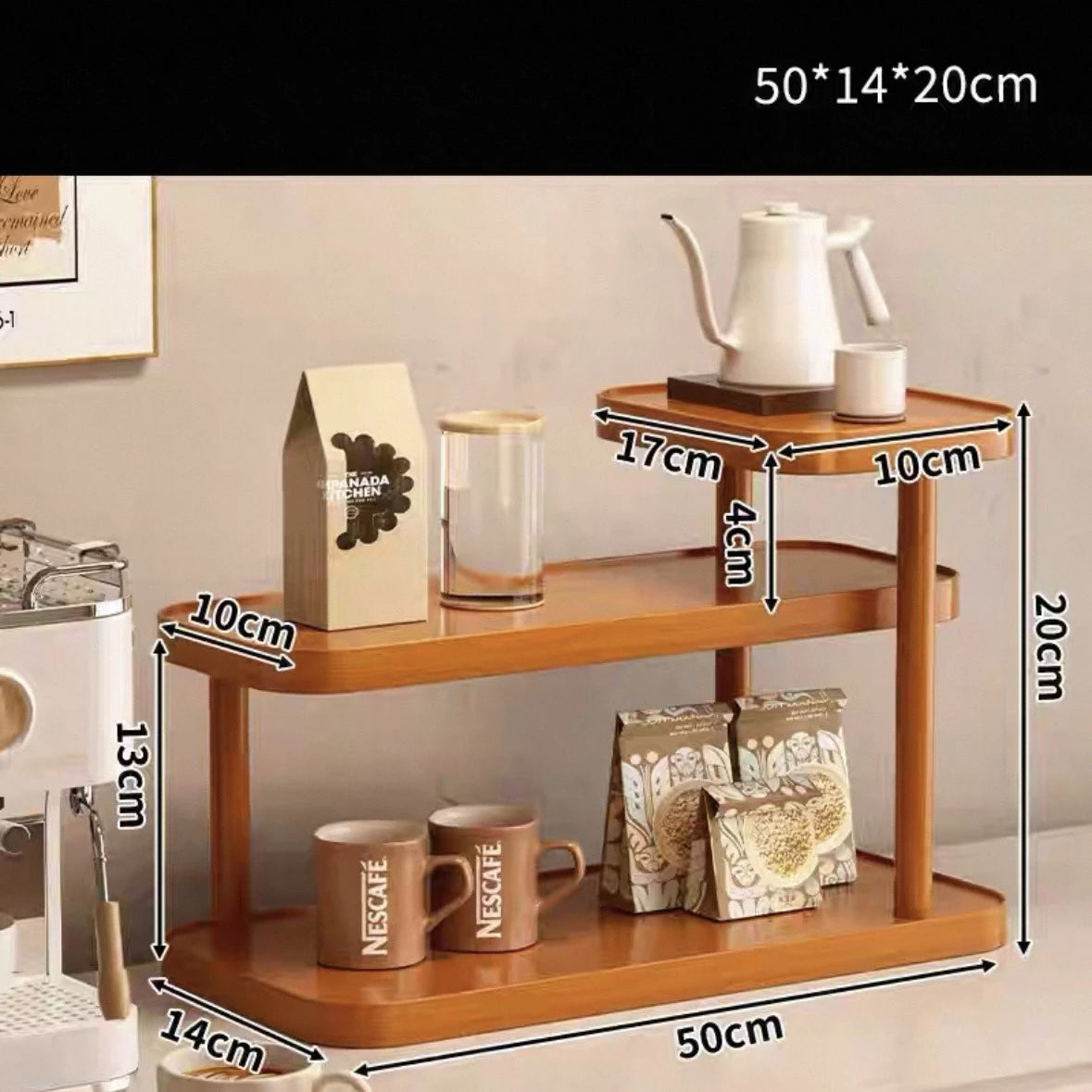 étagère moderne marron clair bois naturel rangement parfum bijoux plante artificielle minimaliste