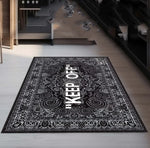 tapis noir ornements floraux moderne classique salon chambre fleur adhésif polypropylène polyester 160cm 120cm