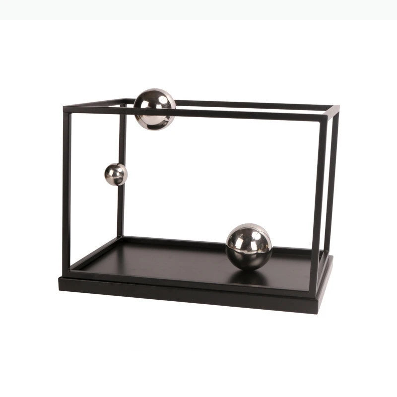 cage billes newton transparente moderne 39cm 31.5cm 25cm billes métalliques