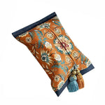 Sac mouchoirs vintage floral orange blanc bleu tassel boho chic decoration reusable