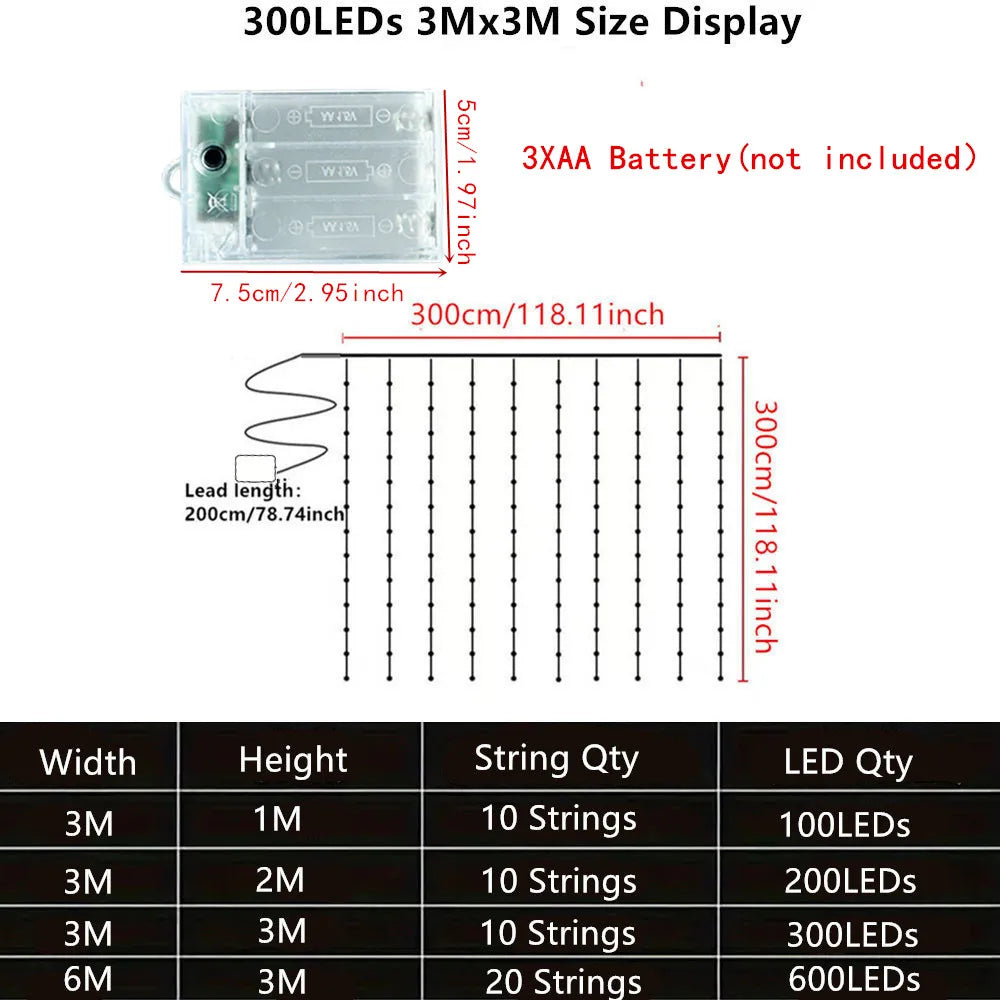 guirlande lumineuse led blanc chaud 3m 3m 300 leds moderne clips batteries inclusées
