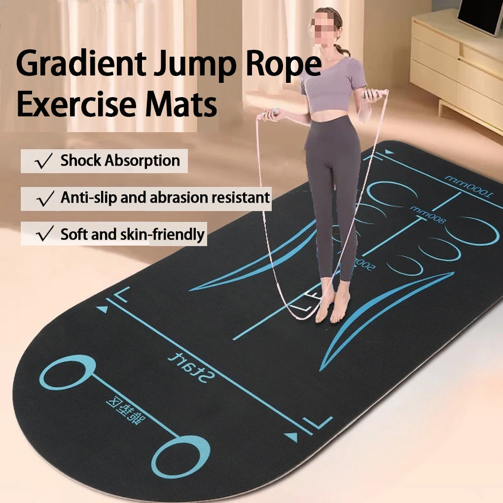 tapis d'exercice yoga noir bleu clair motifs géométriques moderne opacité silencieux fitness abdominal pilates