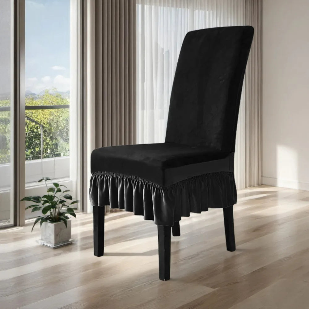 Housse chaise velours coton polyester noir gris classique anti poussière mariage banquete