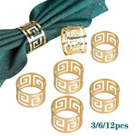 anneaux serviettes métal or argent motif géométrique moderne élégants fixations pression coton 12 pièces