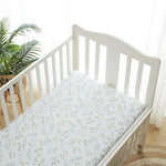 draps lit bébé coton fleurs pois blanc vert rose beige moderne élastique doux maternité