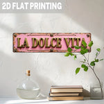 plaque décorative bois rose clair lettres dorées motifs floraux vintage pré perforés dimension 40x10cm