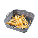 plateau silicone air fryer poignées côtés frites nervures surface intérieure utilitaire gris foncé
