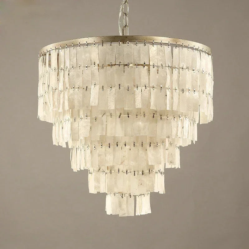 lustre pendentif coquillage vintage blanc doré salon chambre restaurant