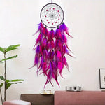 attrape rêves traditionnel plumes bleu vert orange violet décoration murale