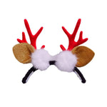 couronne cerf rouge marron blanche peluche crochetée festive élastique pompons fleurs artificielles