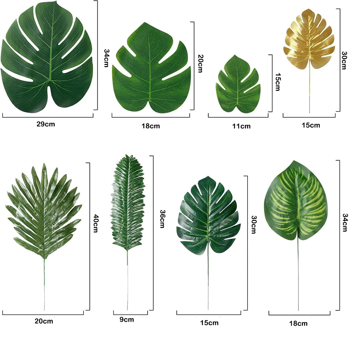feuilles artificielles vert doré feuilles tropicales moderne extérieur décoration anniversaire mariage baby shower piquet