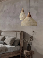 lampe suspendue tressée bohème vintage semi transparente 50cm 40cm chambre salon