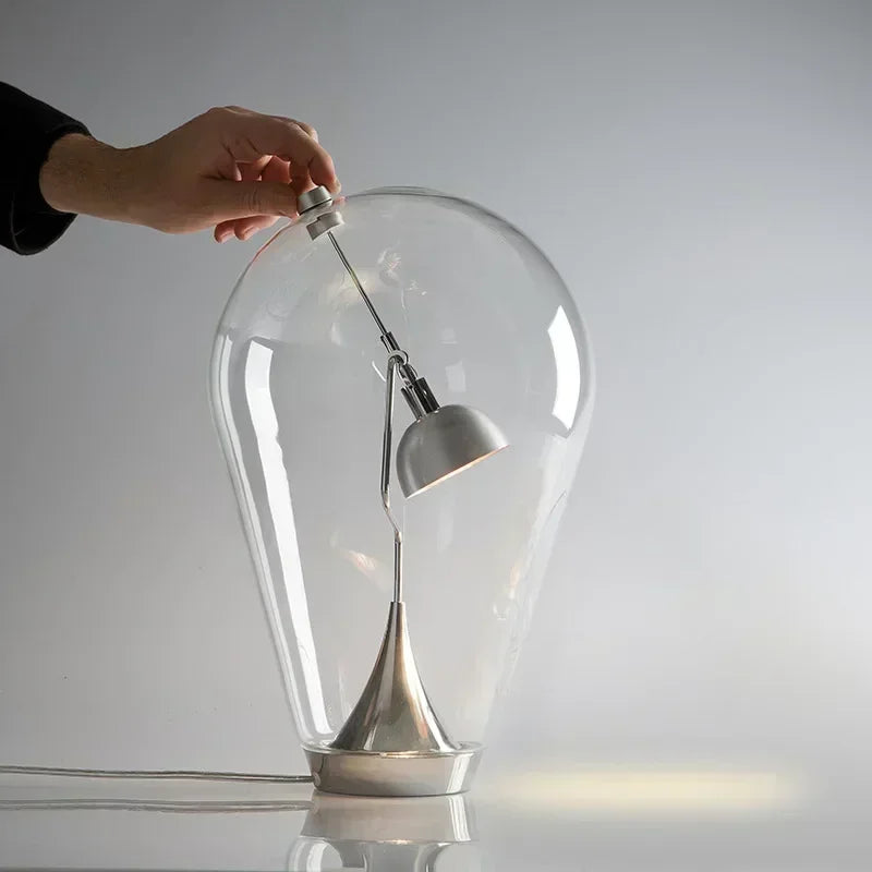 lampe table moderne verre transparent vintage éclairage chevet led minimaliste