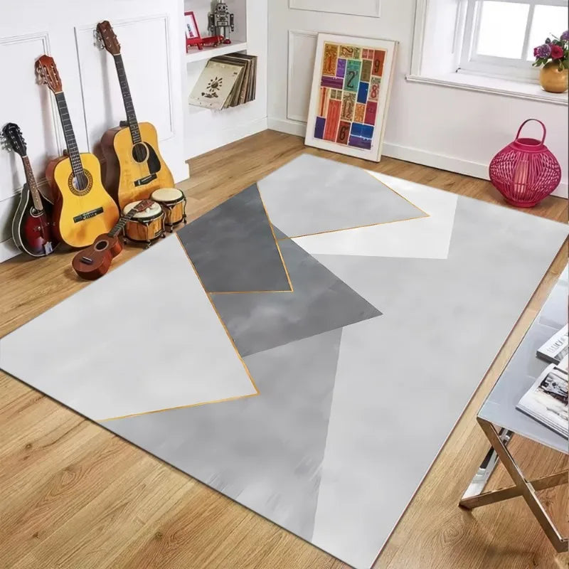 tapis moderne gris noir géométrique polyester antidérapant résistant extérieur 30x50cm 40x60cm