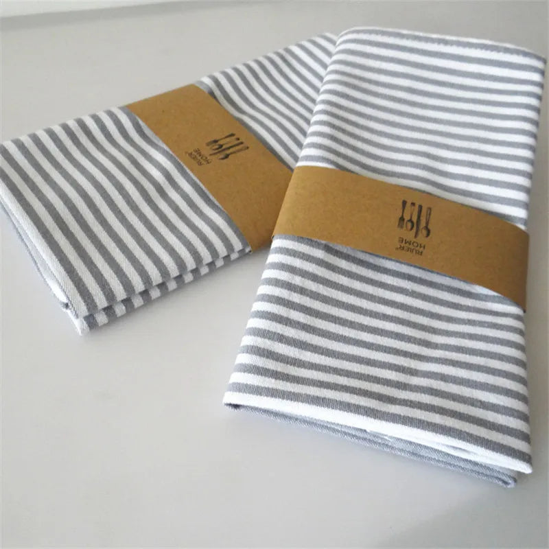 serviettes table coton rayures gris clair blanc absorption rapide séchage rapide moderne cuisine utilisation