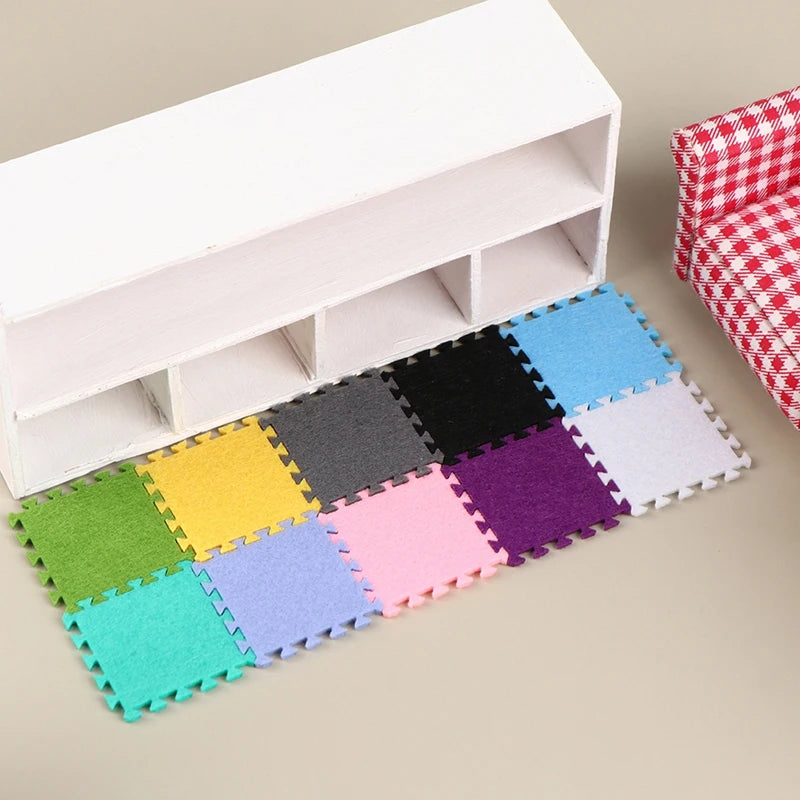 tapis mousse multicolore bordures dentelées moderne enfantin vert bleu rose noir gris violet fantaisie
