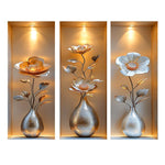 décoration murale autocollant pvc fleurs stylisées or argent blanc moderne élégant rouge bleu rose