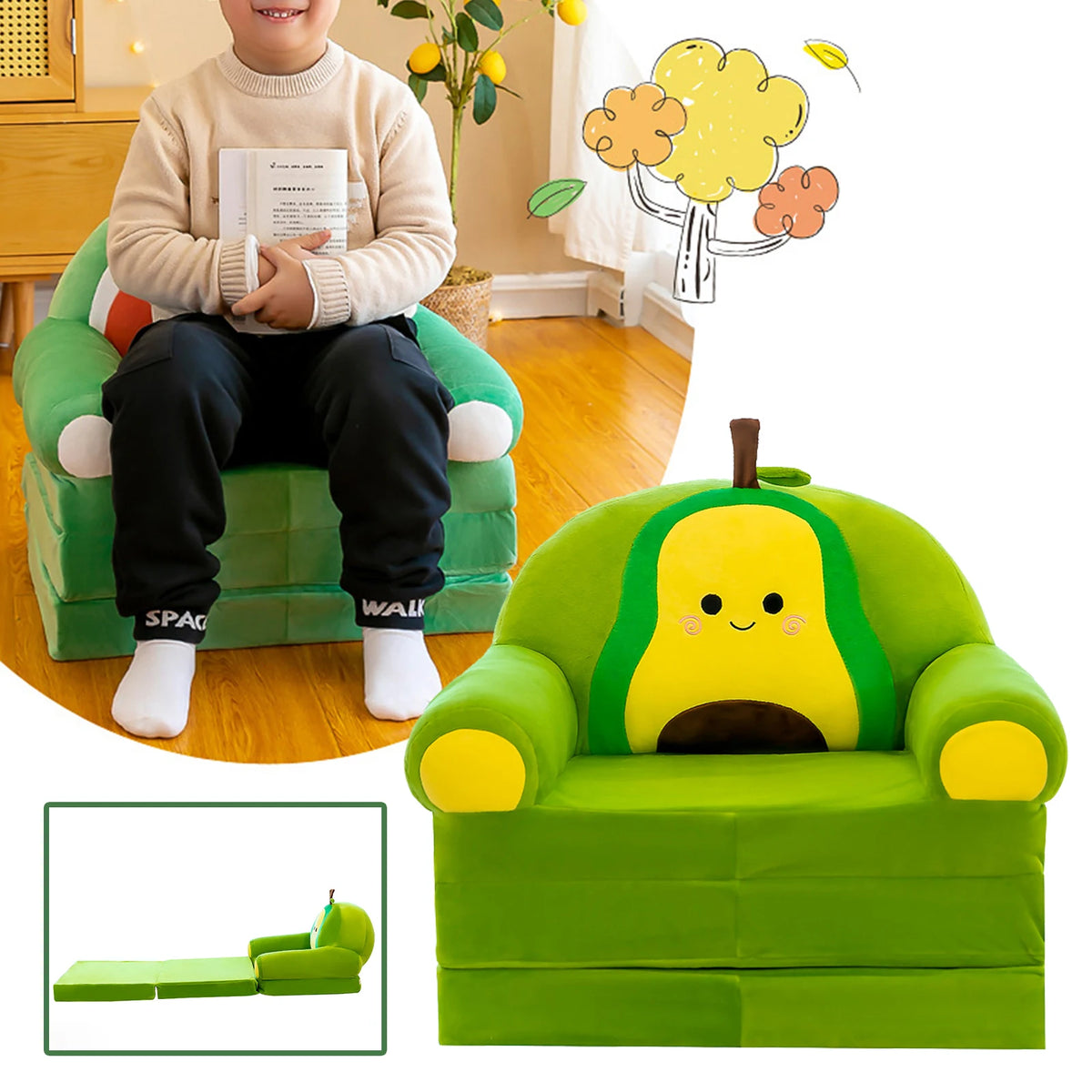 fauteuils pliants enfants motifs animaux bleu jaune rose vert contemporains chambre salon
