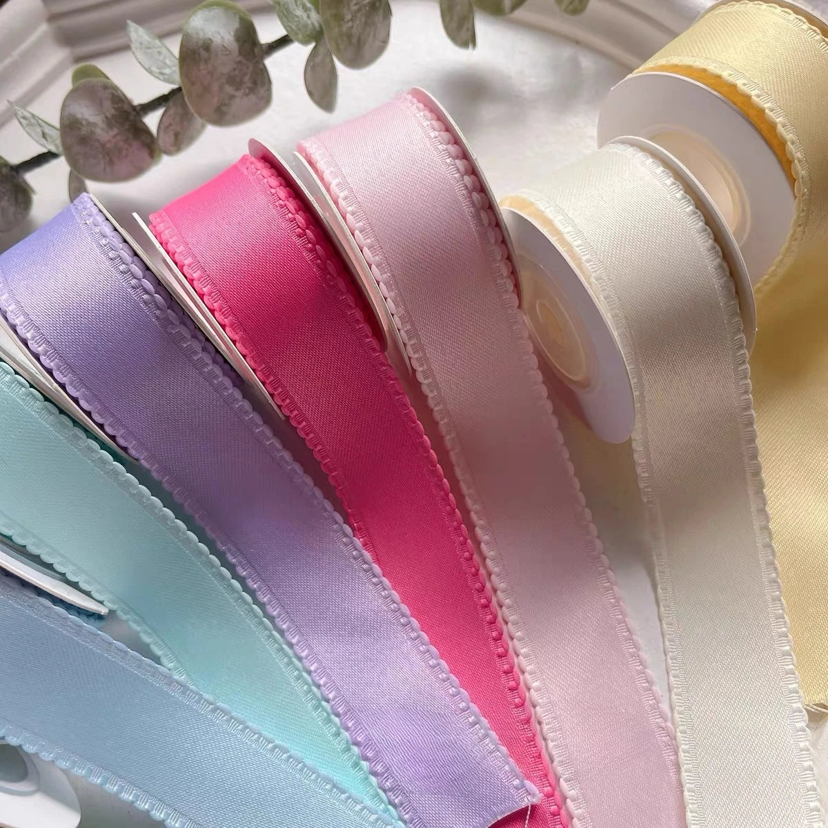 rubans polyester bords dentelés 4cm 10yards couleurs unies élégants décoration emballage cadeau mariage