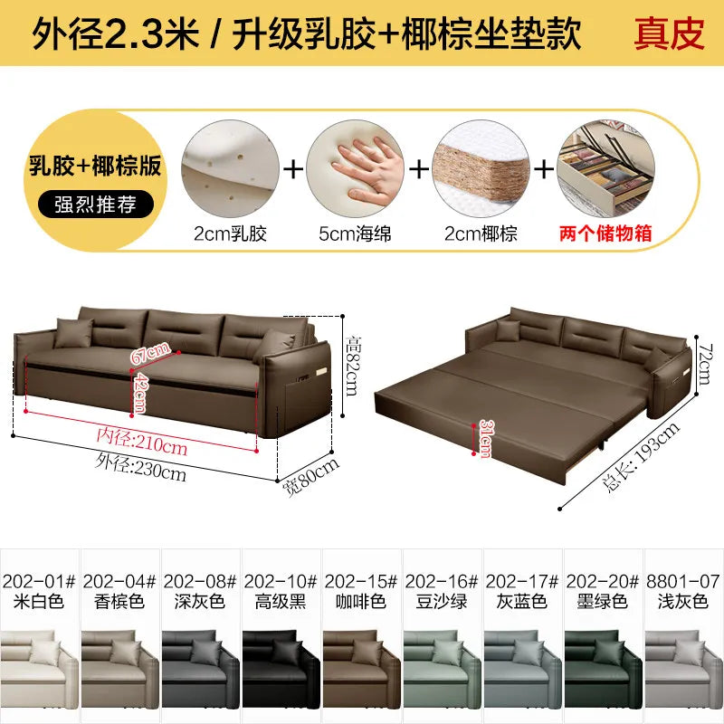 canapé lit moderne marron clair simili cuir scandinave confortable coussins salon maison