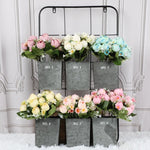 décoration intérieure bouquet fleurs artificielles roses blanches feuilles vertes modernes 29cm 3pcs