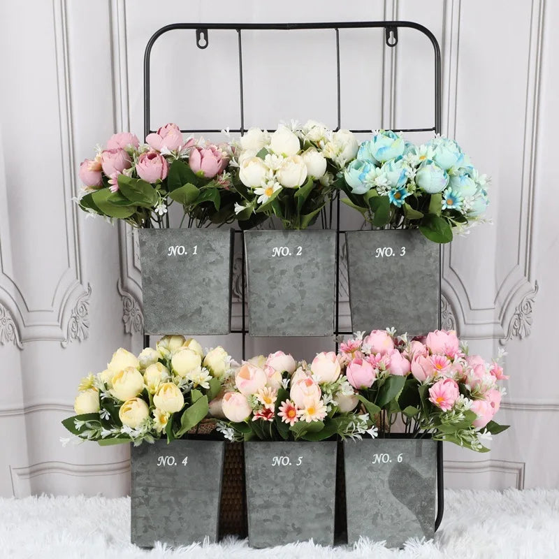 décoration intérieure bouquet fleurs artificielles roses blanches feuilles vertes modernes 29cm 3pcs