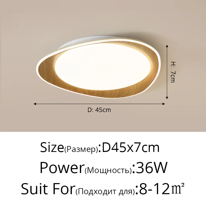 plafonnier led bois moderne blanc texture naturelle éclairage chambre salon autonomie tactile