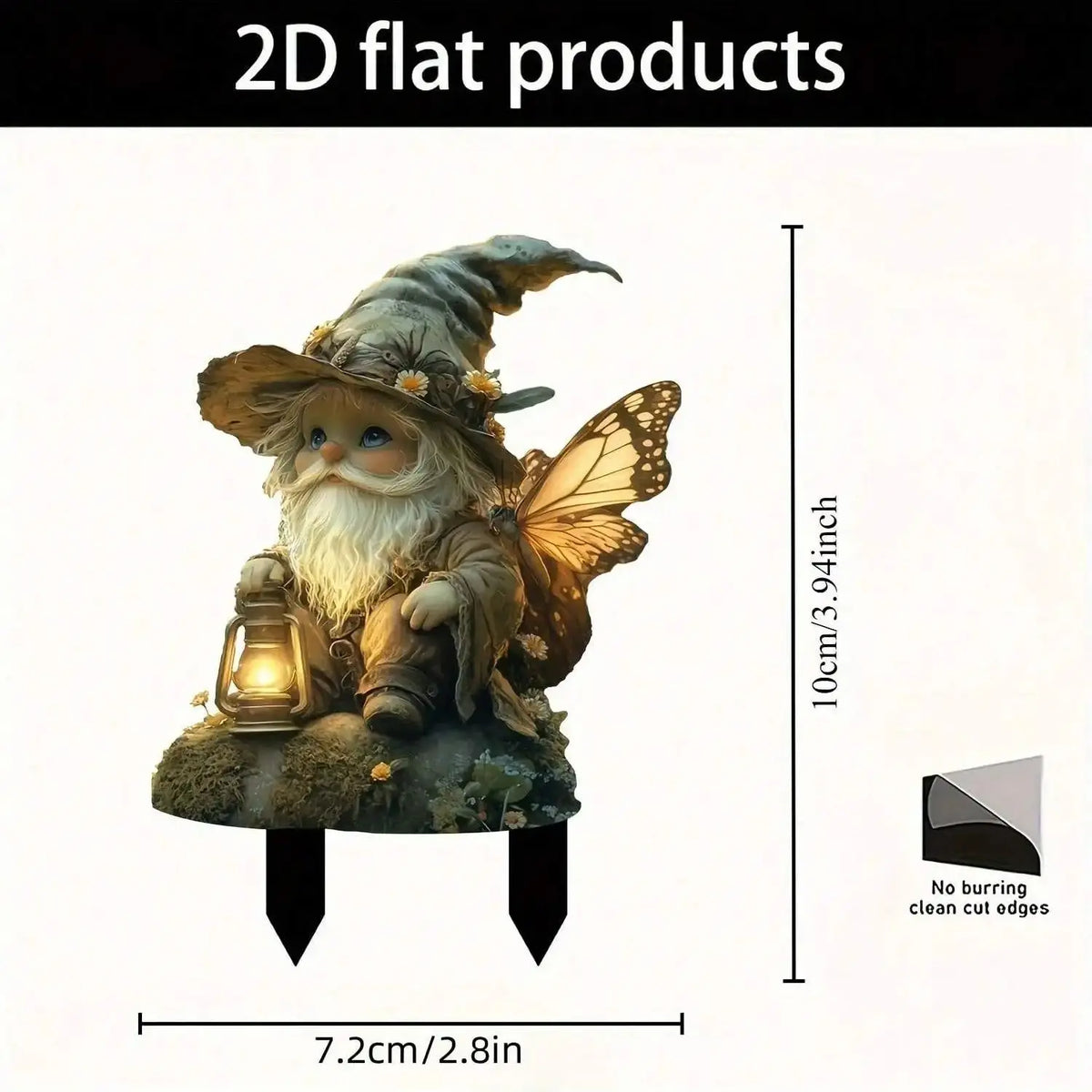 décoration jardin gnome lanterne papillons blanc jaune terreux fantaisiste conte fées