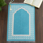 tapis prière polyester géométrique violet bleu moderne traditionnel sans BPA