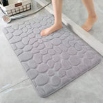 tapis bain gris moderne texture cailloux absorption eau antidérapant polyester pvc machine wash oblong
