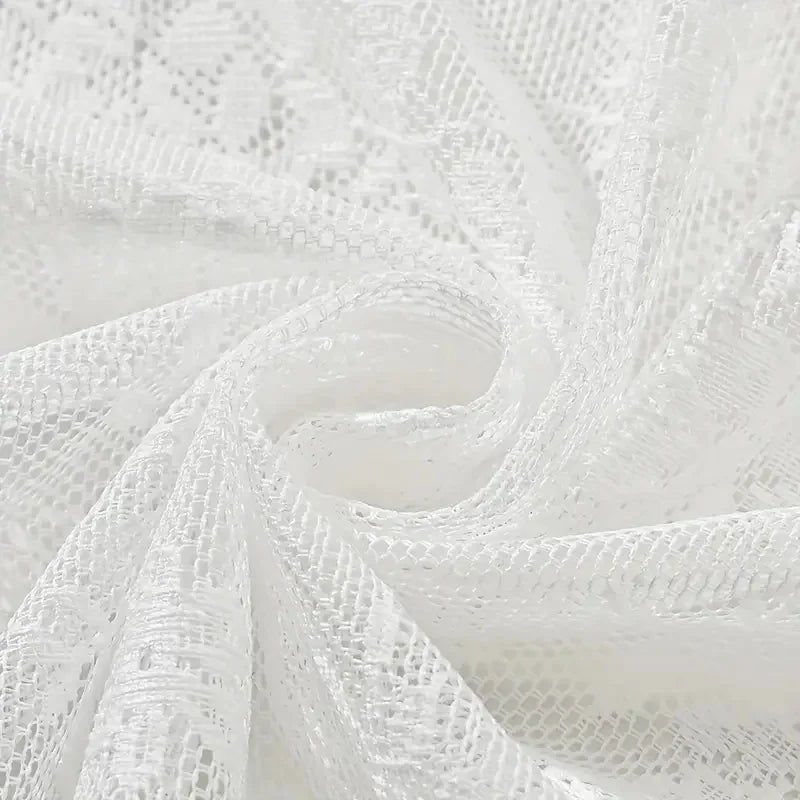 rideau dentelle florale romantique shabby chic polyester translucide fenêtre salon cuisine 75x114cm 75x183cm 75x244cm