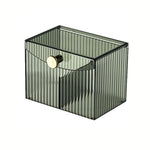 boîtes rangement transparentes vertes rayées moderne coton tiges flacons soins élastique doré Brosse cheveuxANTI