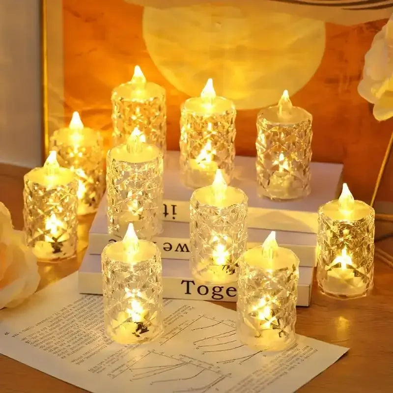 bougies led transparentes texturées modernes décoration intérieure sans flamme set pièces différentes tailles