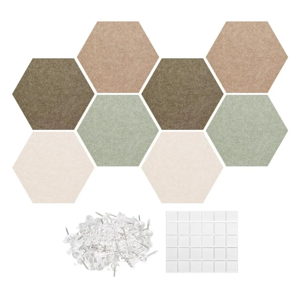panneaux hexagonaux decoratifs mur modernes panneau acoustique beige marron gris minimaliste fixations adhésives elementos