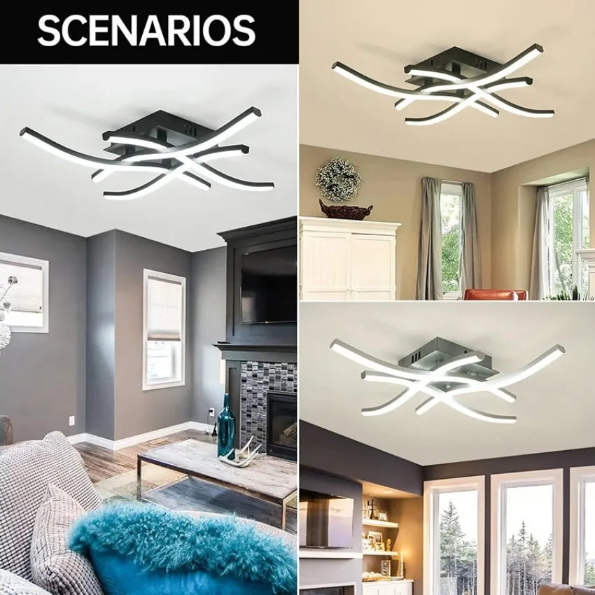 lampe moderne noir chrome télécommande ondulé métal 2000 82000lm 90 260v