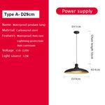 lampe moderne noire acier inoxydable suspension intérieure extérieure 24v led 29cm 34cm
