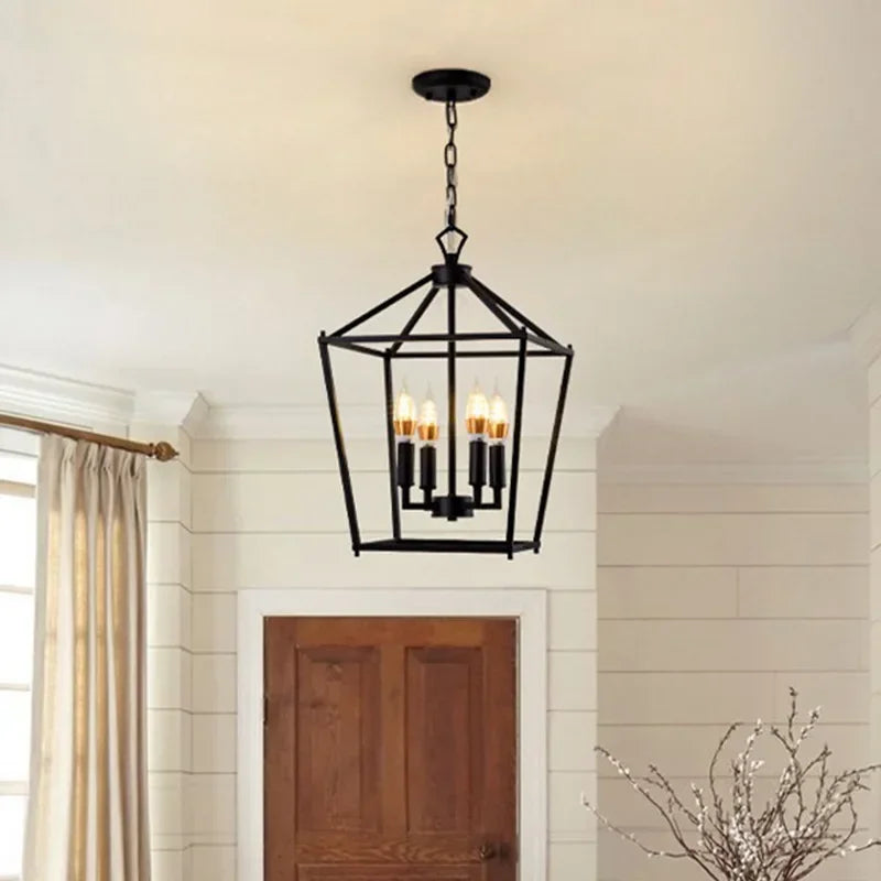 lampe suspendue or noir structure géométrique transparent moderne vintage