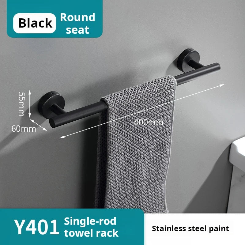 porte serviettes acier inoxydable noir moderne minimaliste brossé salle bain ensemble pièces métal lisse