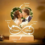 lampe photo personnalisable moderne coeur infini gravure bois blanc couple cadeau anniversaire romantique