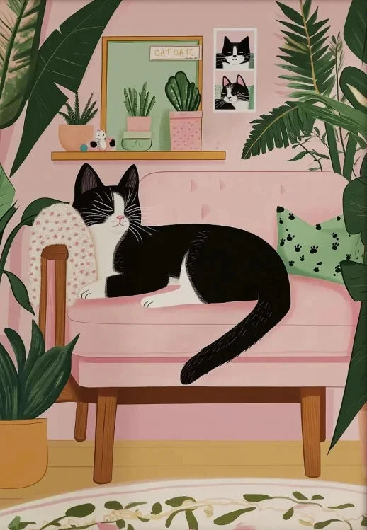 tableau toile chat tuxedo moderne décoration murale salon chambre objet esthétique