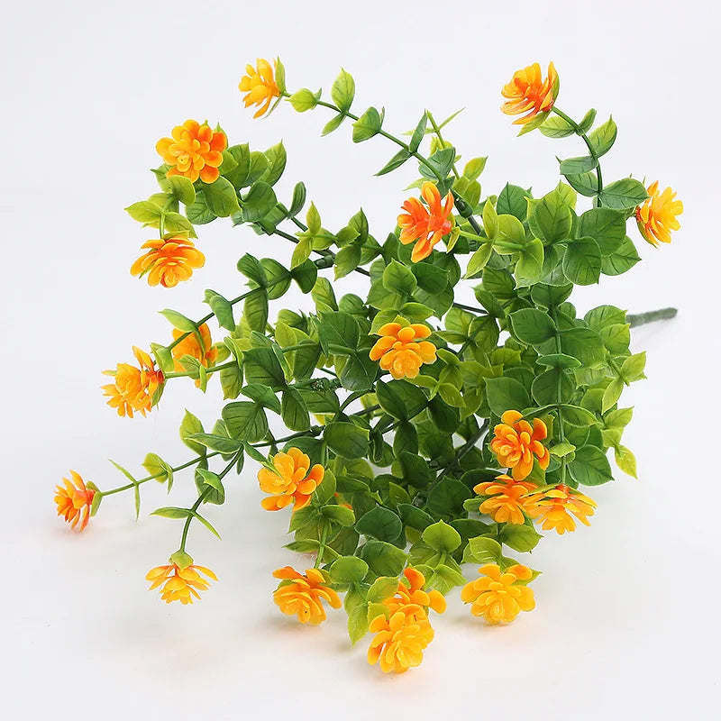 décoration intérieure bouquet artificiel moderne feuilles fleurs simple vert blanc jaune violet rose
