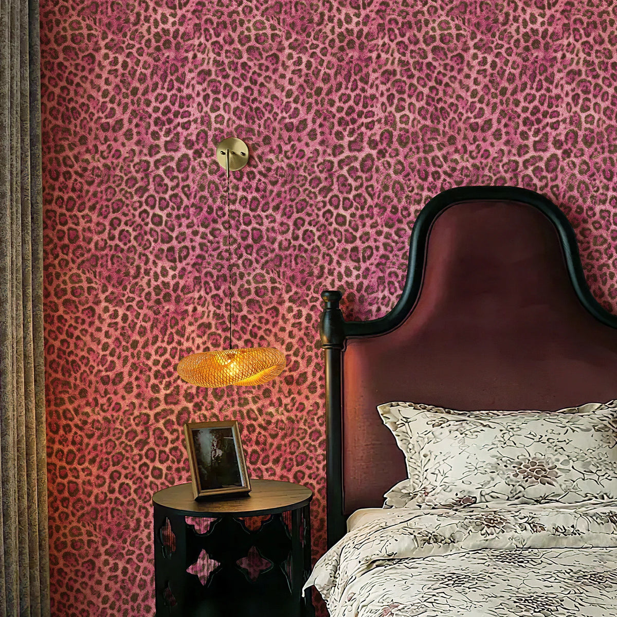 papier peint vinyle léopard rose moderne résistant l'eau sans moisissure salon chambre enfant