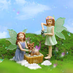 décoration extérieure résine fée chien baignoire fleurs herbe verte miniature jardin fantaisie