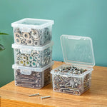 boîtes rangement transparentes modernes poignées vis fil rubans adhésifs organisation artisanale DIY
