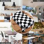 nappe rectangulaire imperméable carreaux noirs blancs moderne polyester réutilisable table manger farmhouse deco fête